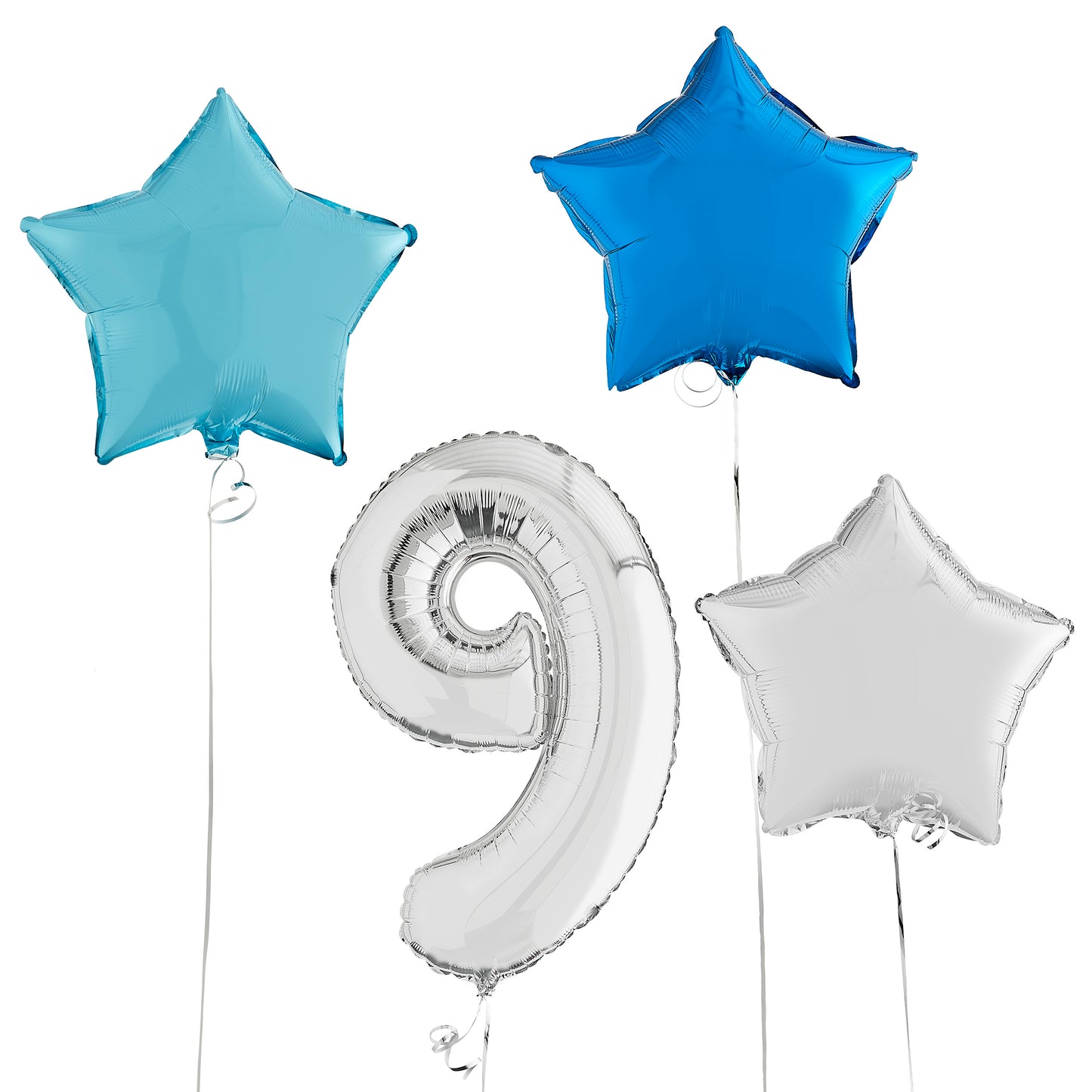 9th Birthday Silver Helium Balloons Deluxe Bunch Delivered