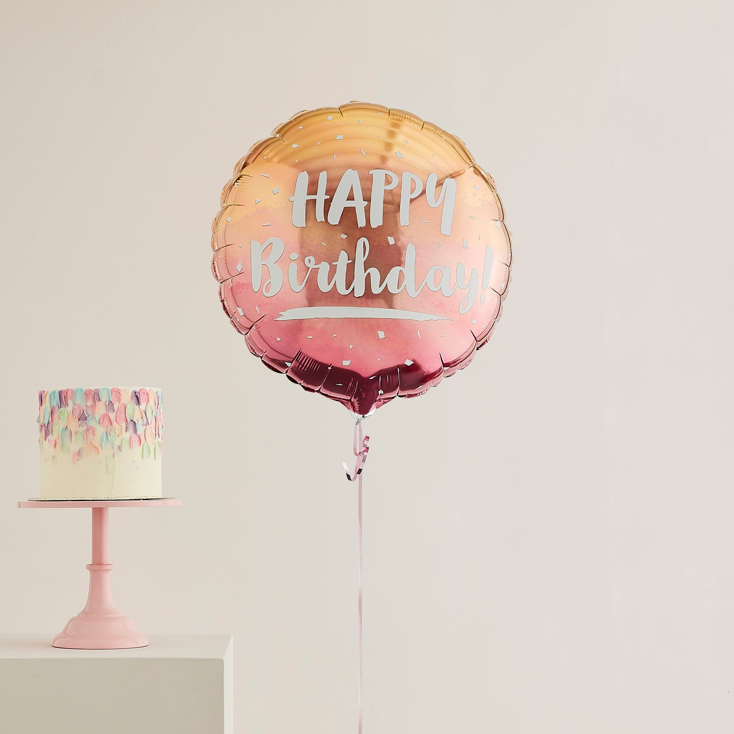 Rose Gold Single Happy Birthday Helium Balloon Delivered