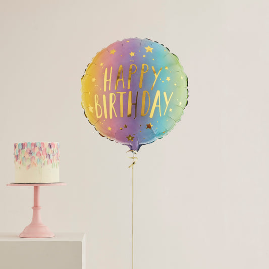 Pastel Single Happy Birthday Helium Balloon Delivered