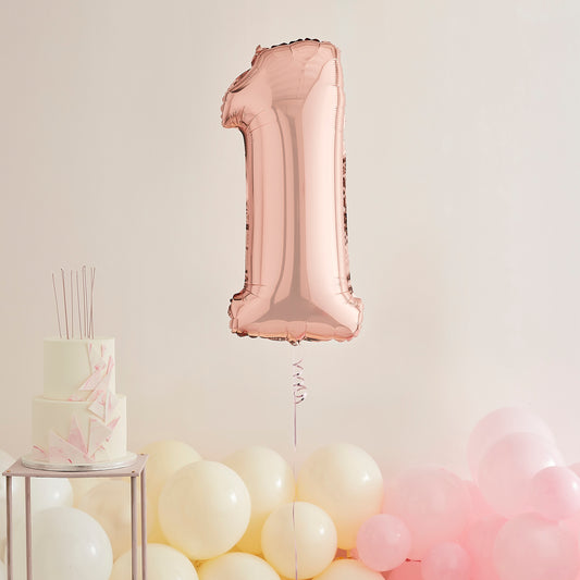 Rose Gold Number 1 Helium Balloon Delivered