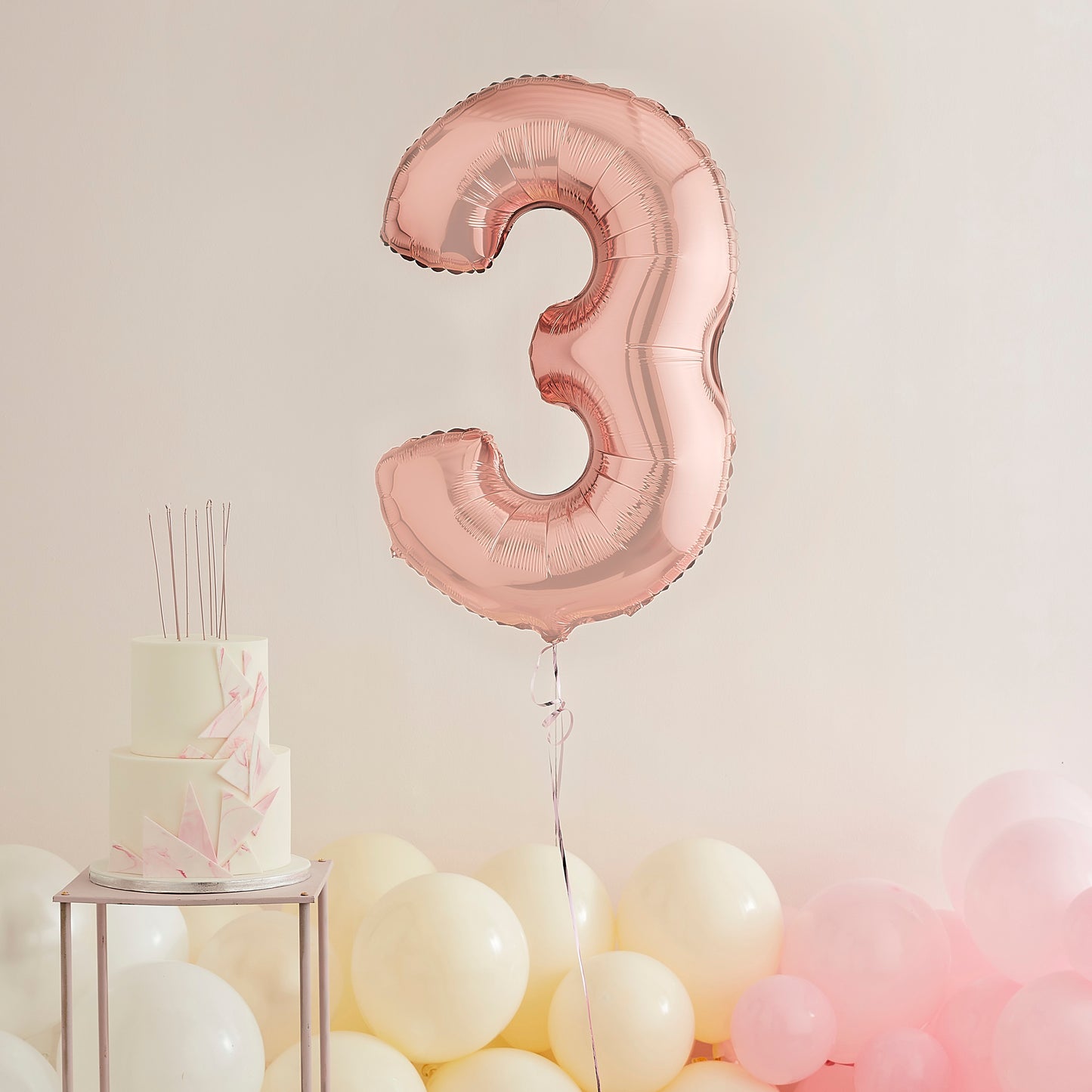 Rose Gold Number 3 Helium Balloon Delivered