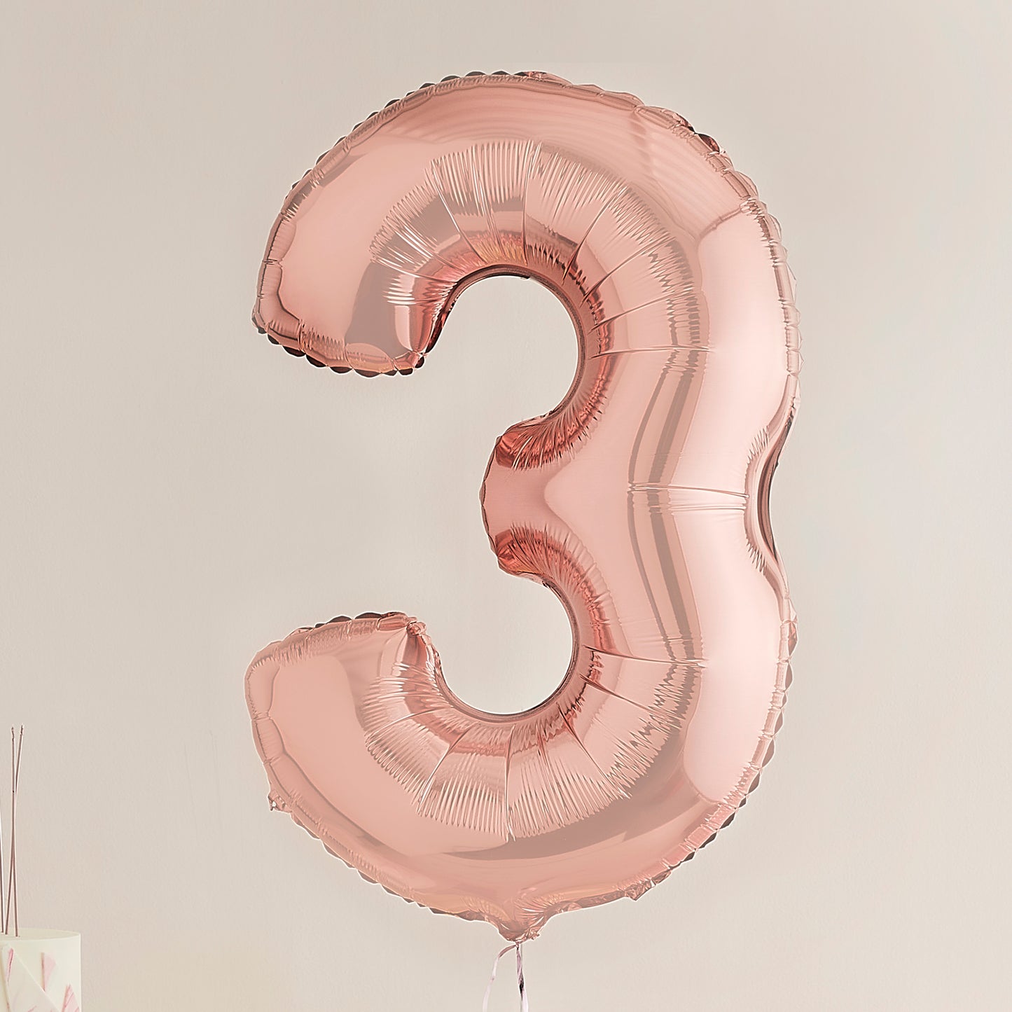 Rose Gold Number 3 Helium Balloon Delivered
