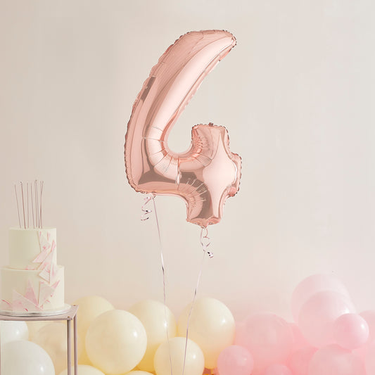 Rose Gold Number 4 Helium Balloon Delivered
