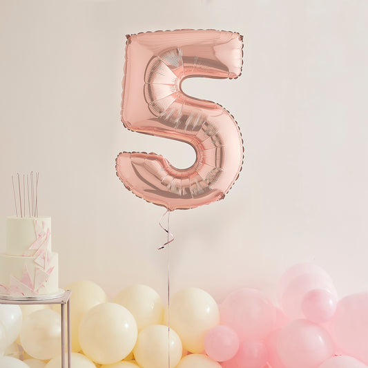 Rose Gold Number 5 Helium Balloon Delivered