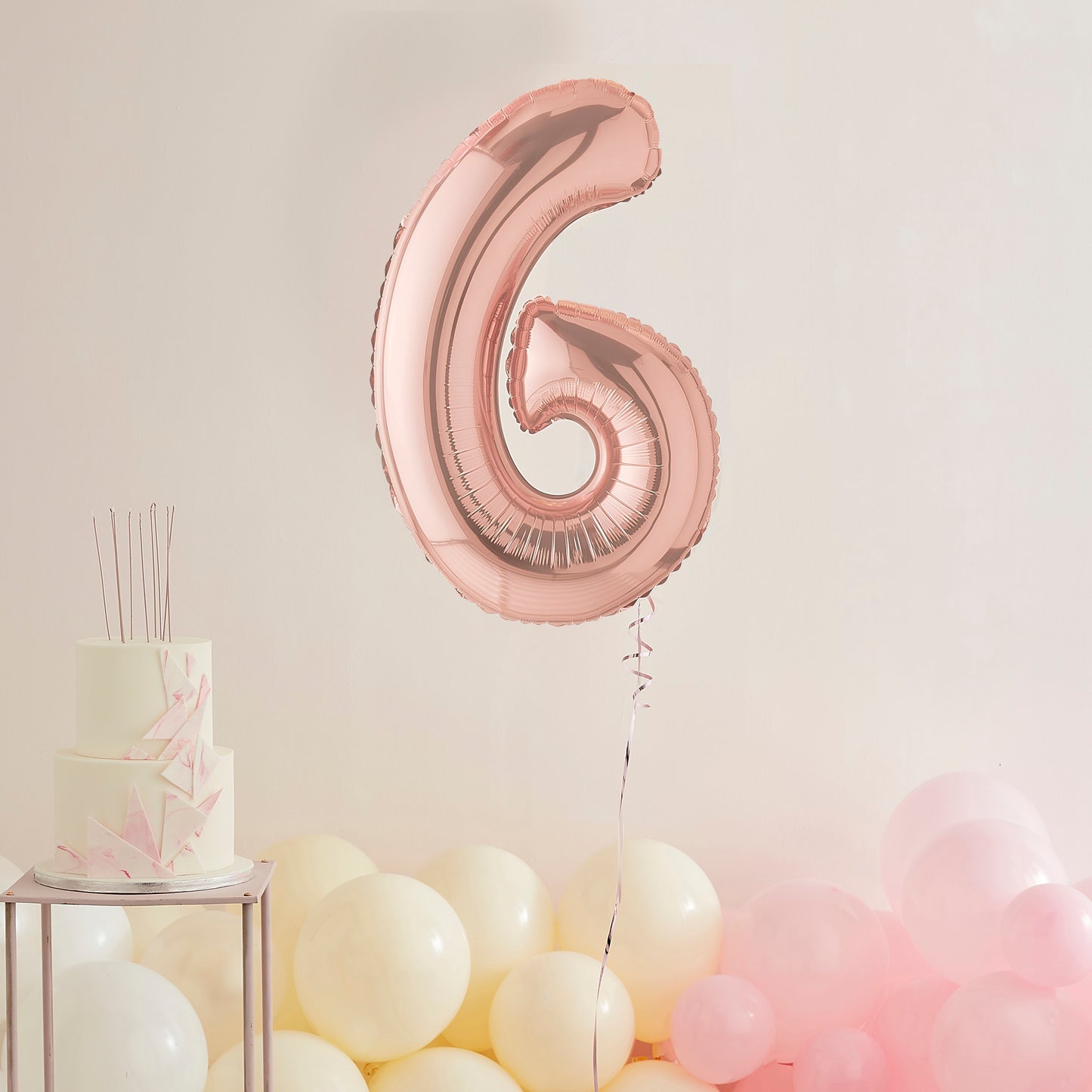 Rose Gold Number 6 Helium Balloon Delivered