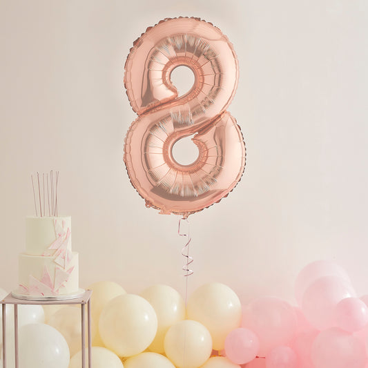 Rose Gold Number 8 Helium Balloon Delivered
