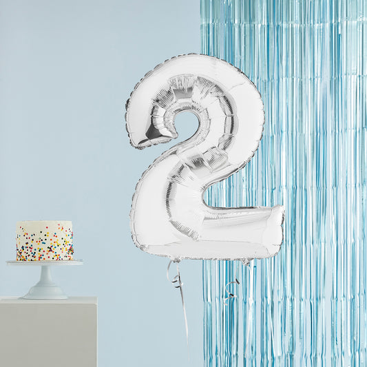 Silver Number 2 Helium Balloon Delivered