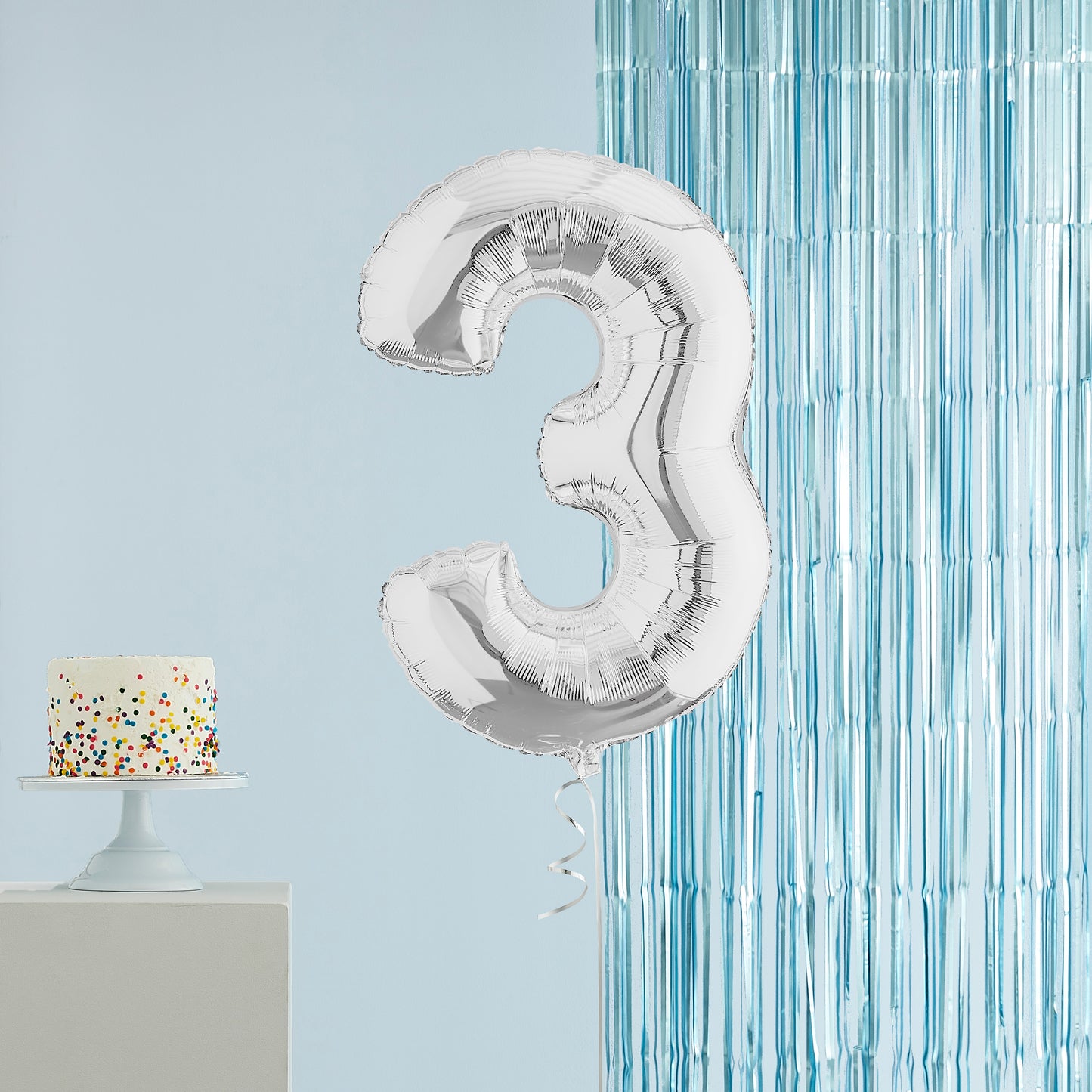 Silver Number 3 Helium Balloon Delivered