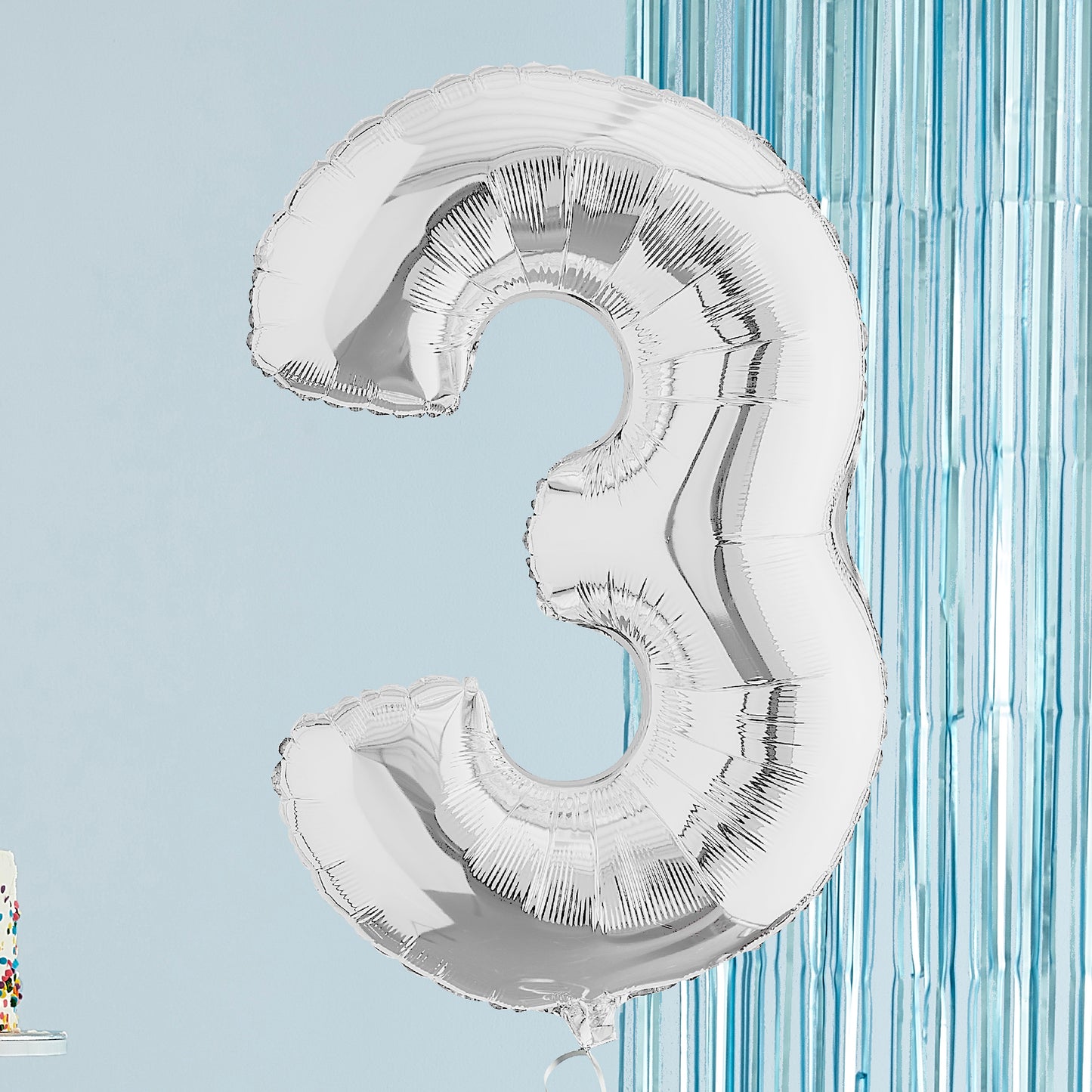 Silver Number 3 Helium Balloon Delivered