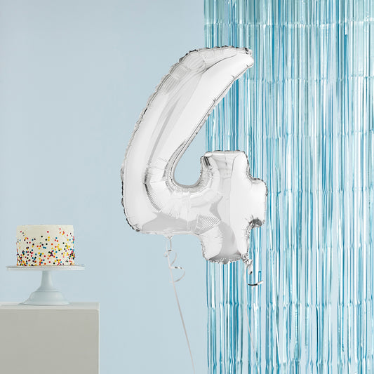 Silver Number 4 Helium Balloon Delivered