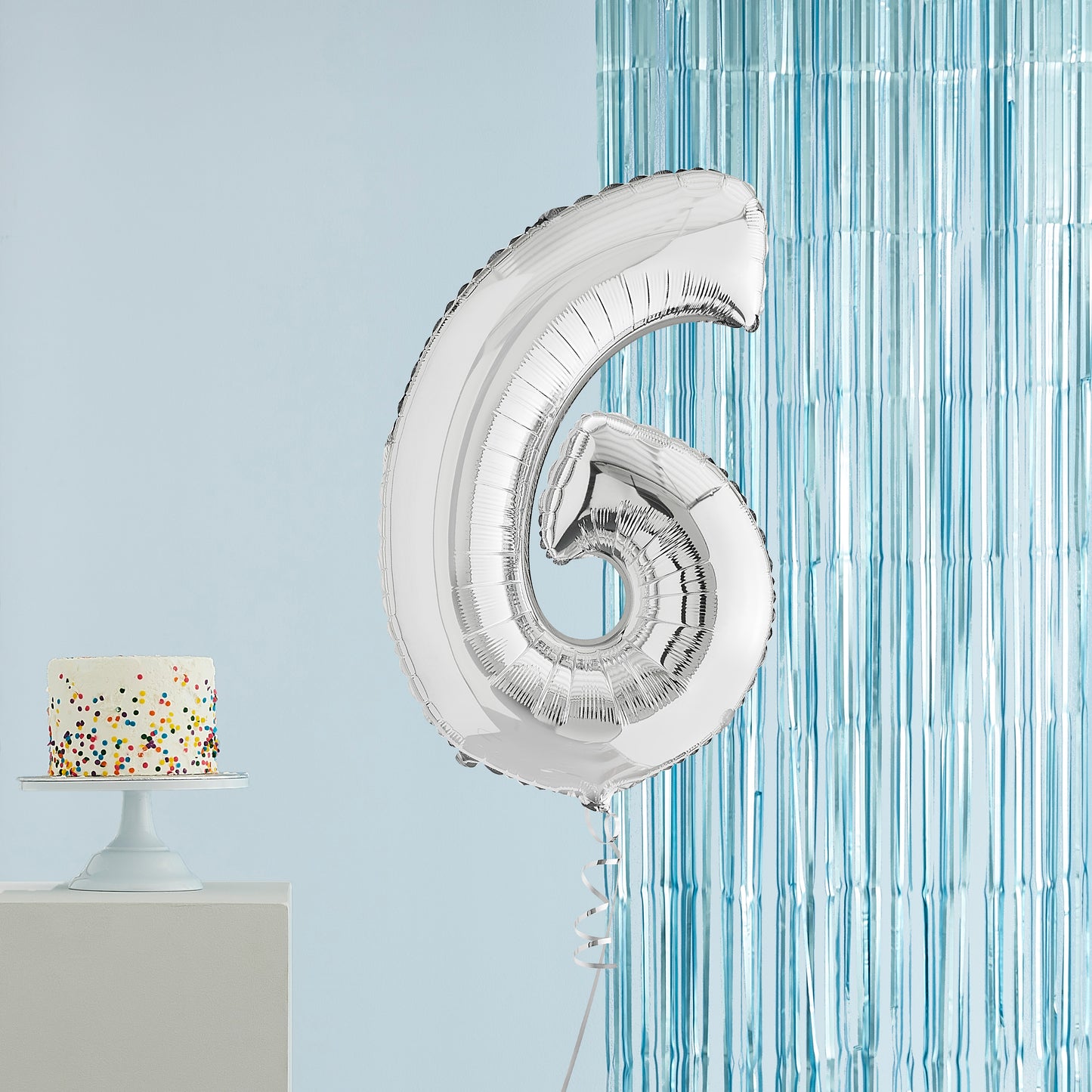 Silver Number 6 Helium Balloon Delivered