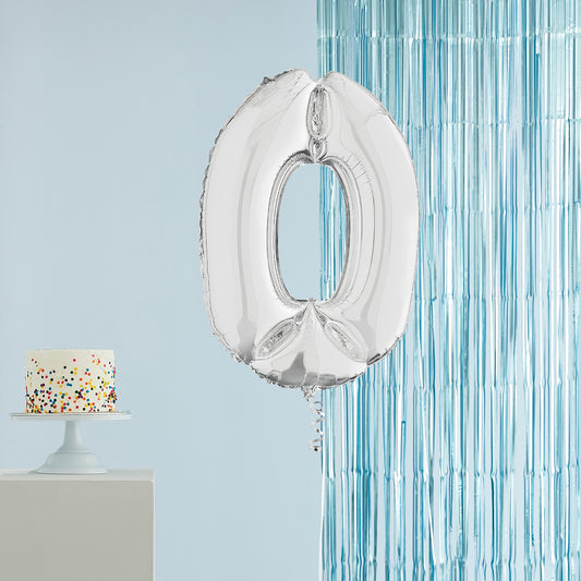 Silver Number 0 Helium Balloon Delivered