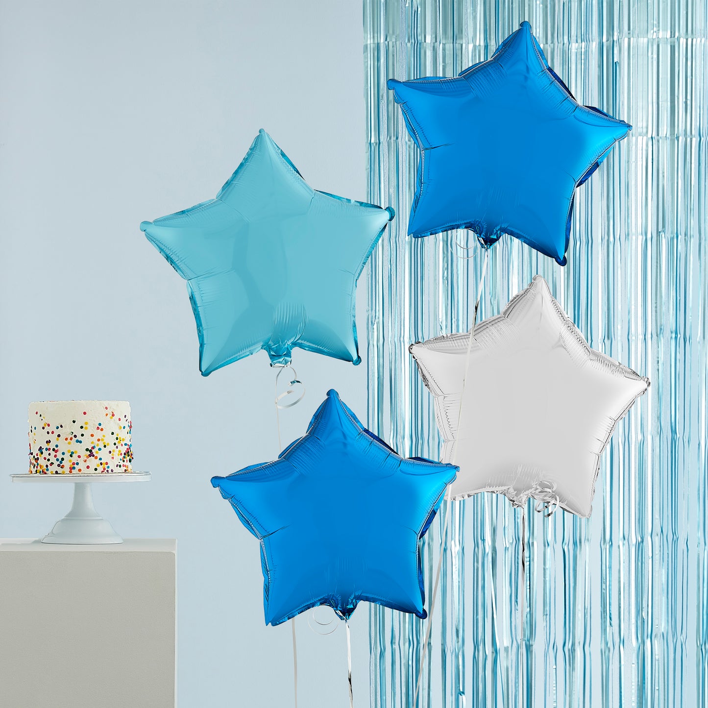 Blue and Silver Stars Bundle Balloons Delivered