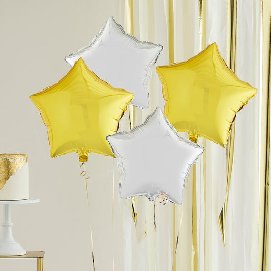 Gold and Silver Stars  Bundle Balloons Delivered