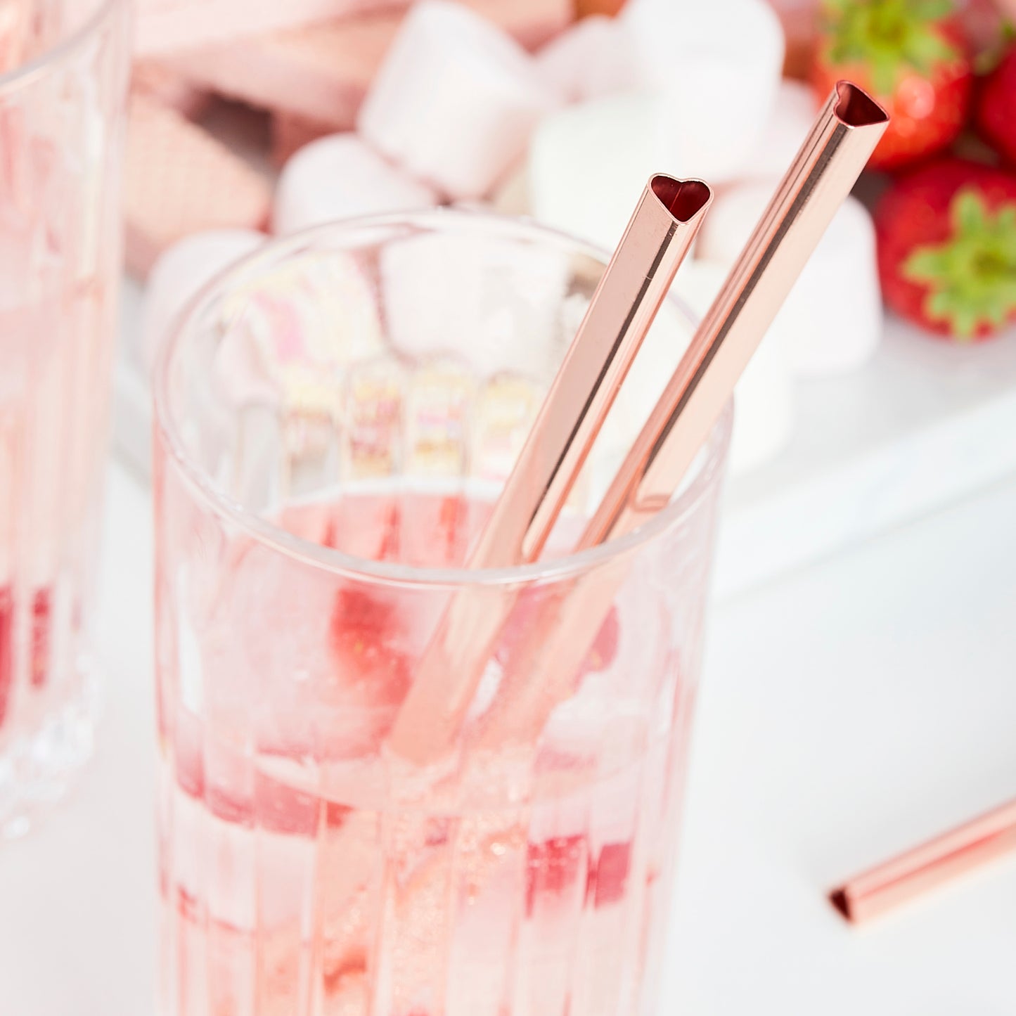 Rose Gold Heart Shaped Metal Straws