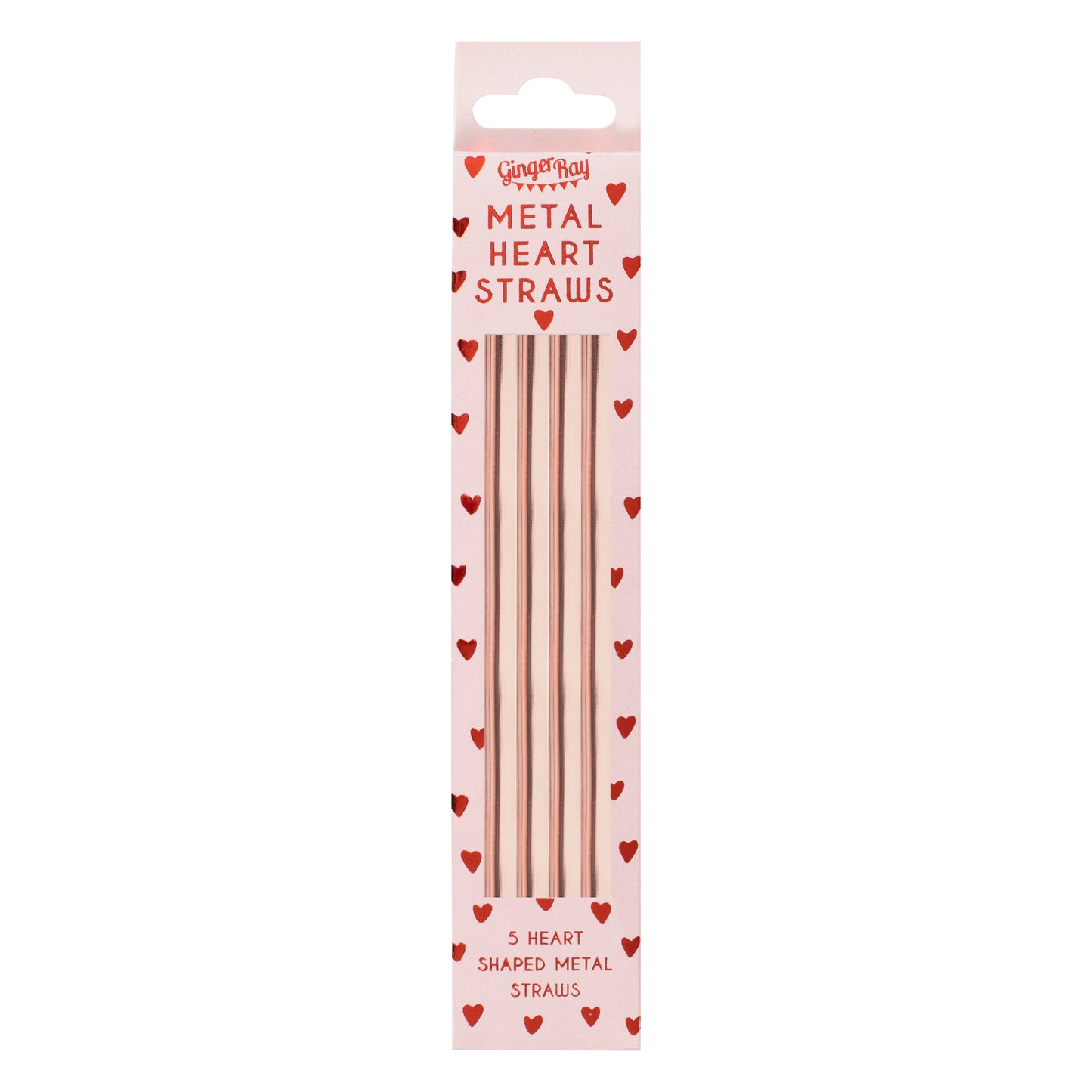 Rose Gold Heart Shaped Metal Straws