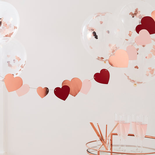 Rose Gold Heart Bunting Valentines Decoration
