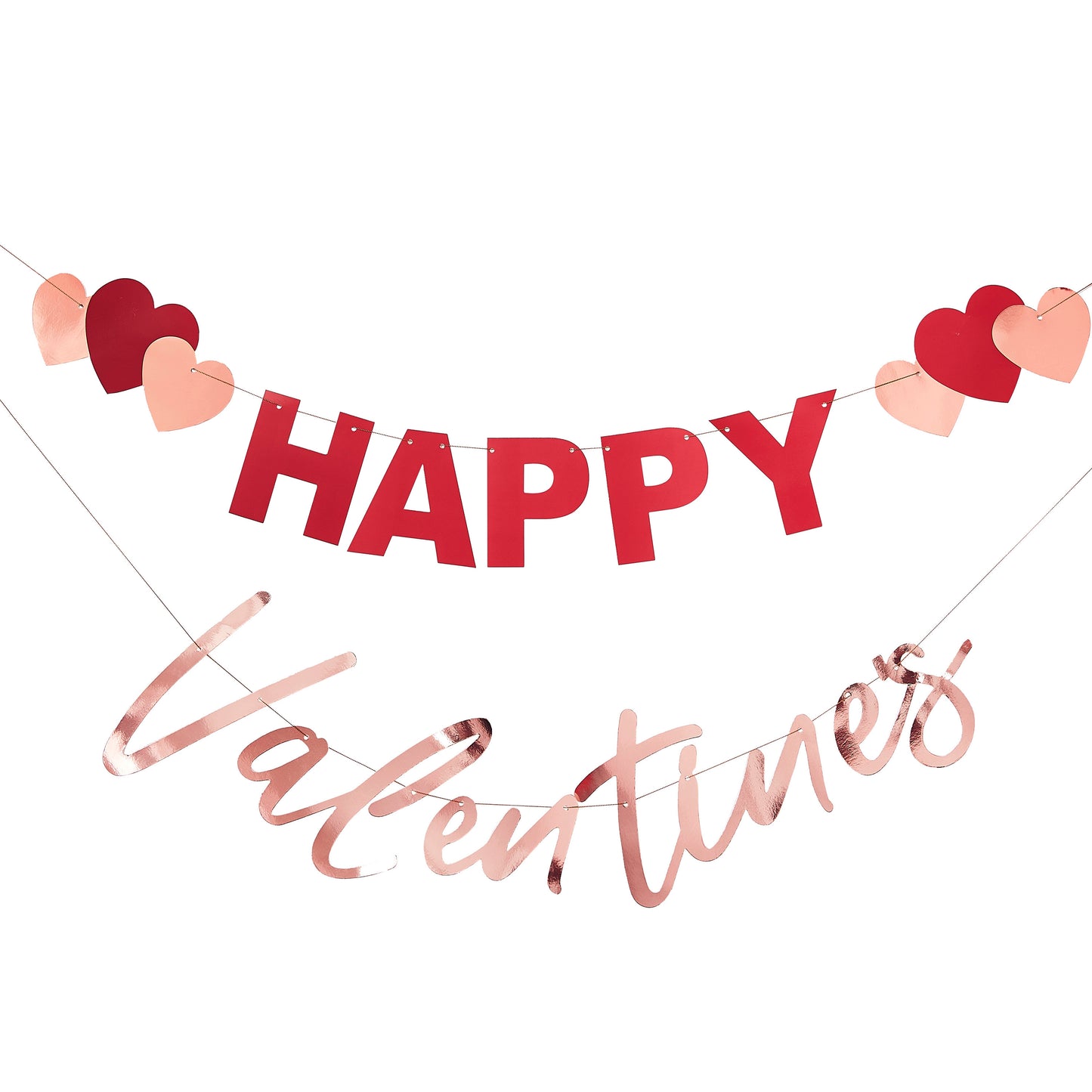 Rose Gold Happy Valentines Garland With Hearts