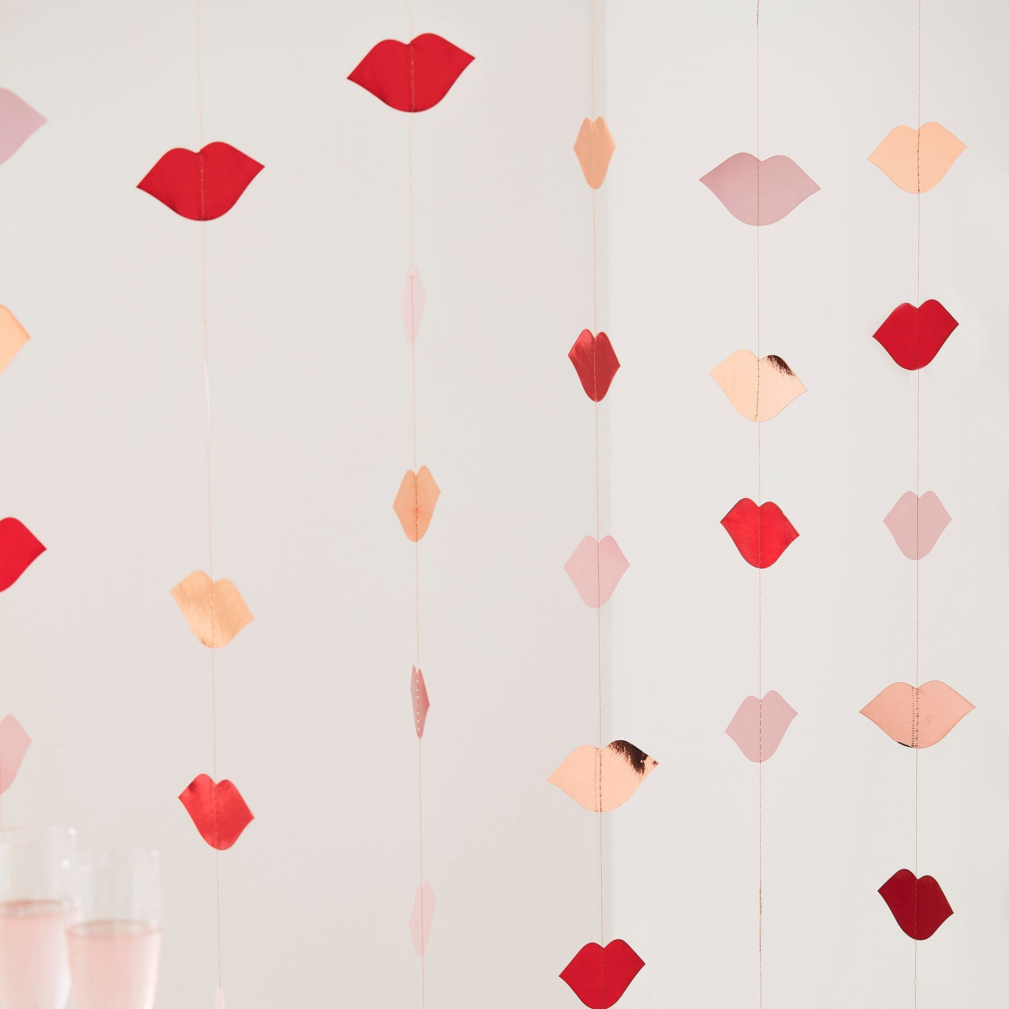 Rose Gold, Red & Pink Foiled Lip Party Backdrop