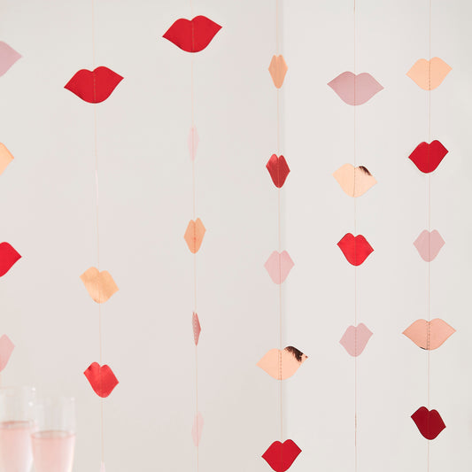Rose Gold, Red & Pink Foiled Lip Party Backdrop