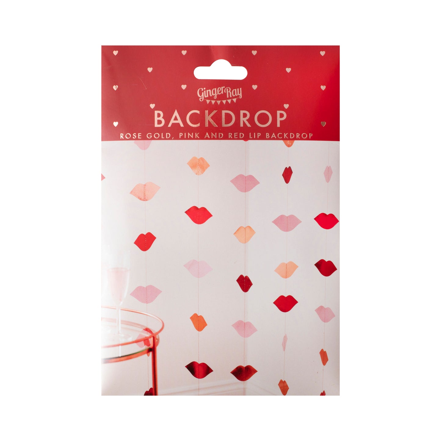 Rose Gold, Red & Pink Foiled Lip Party Backdrop