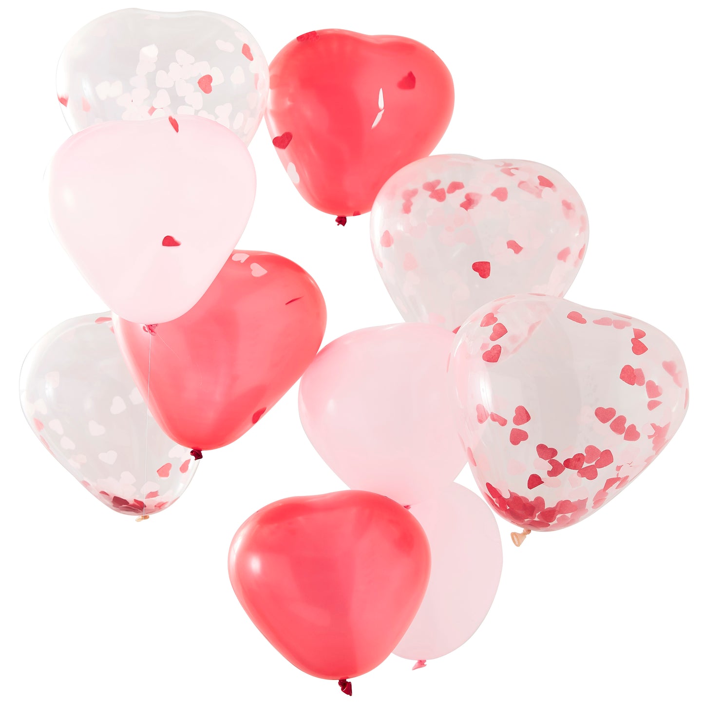 Heart Shaped Pink, Red & Confetti Balloons