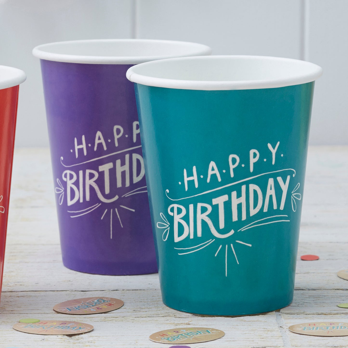 Mixed Paper Cups - Happy Birthday Kraft
