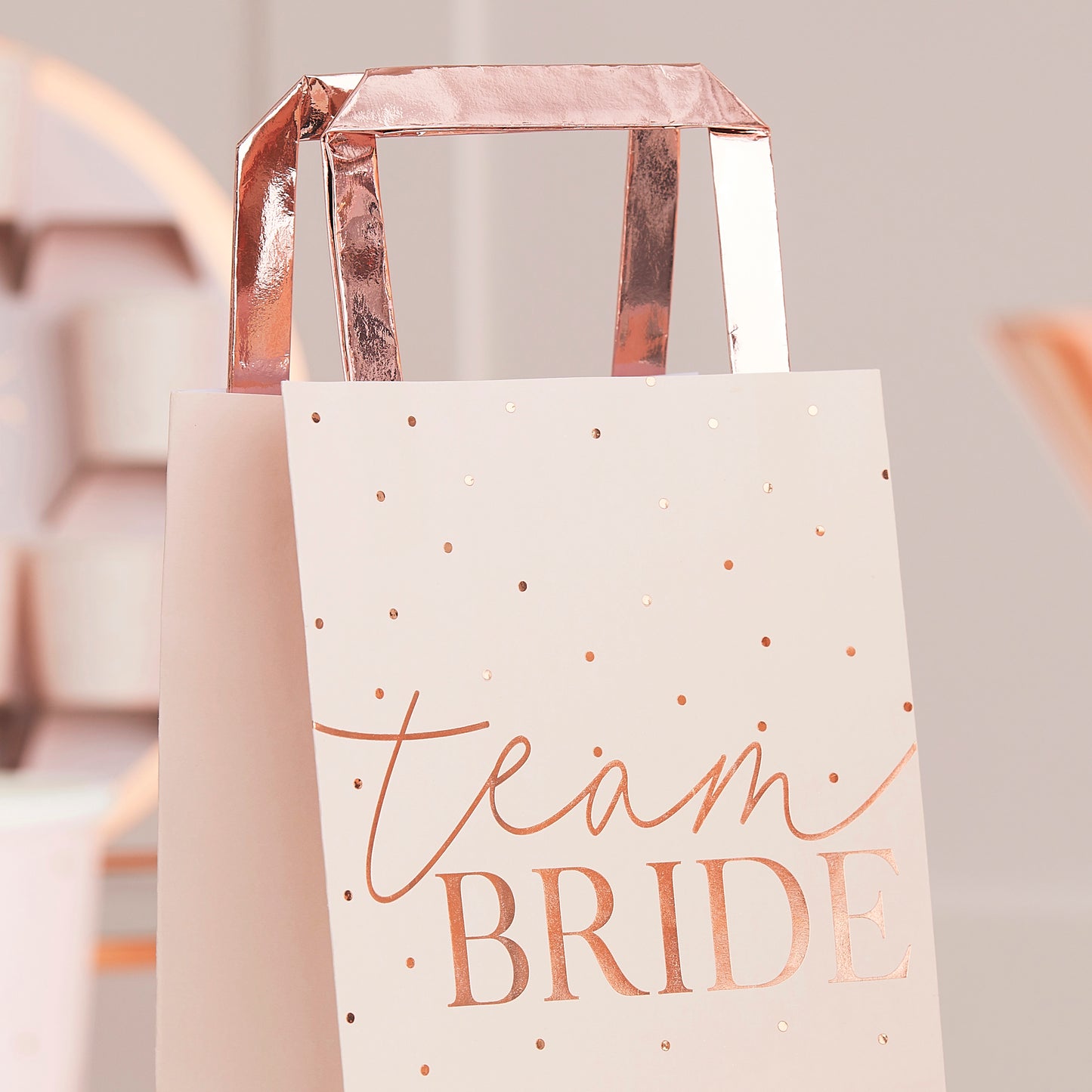 Pink Team Bride Rose Gold Foiled Hen Party Bags