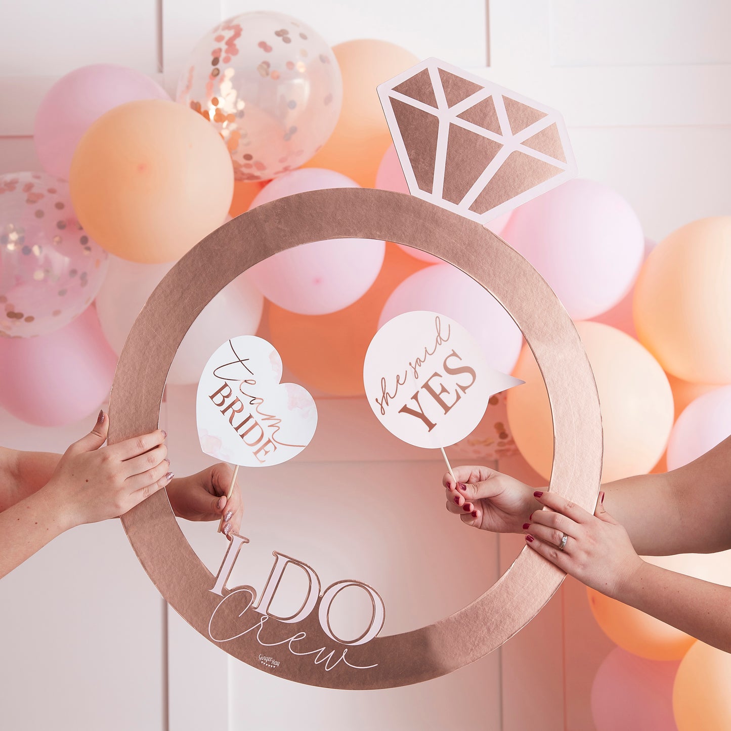 Rose Gold Ring Hen Party Photo Booth Frame