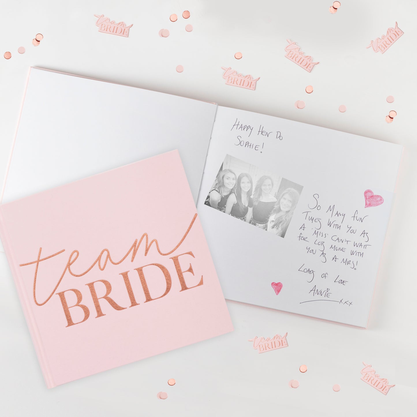 Pink Blush Velvet Team Bride Hen Party Guest Book