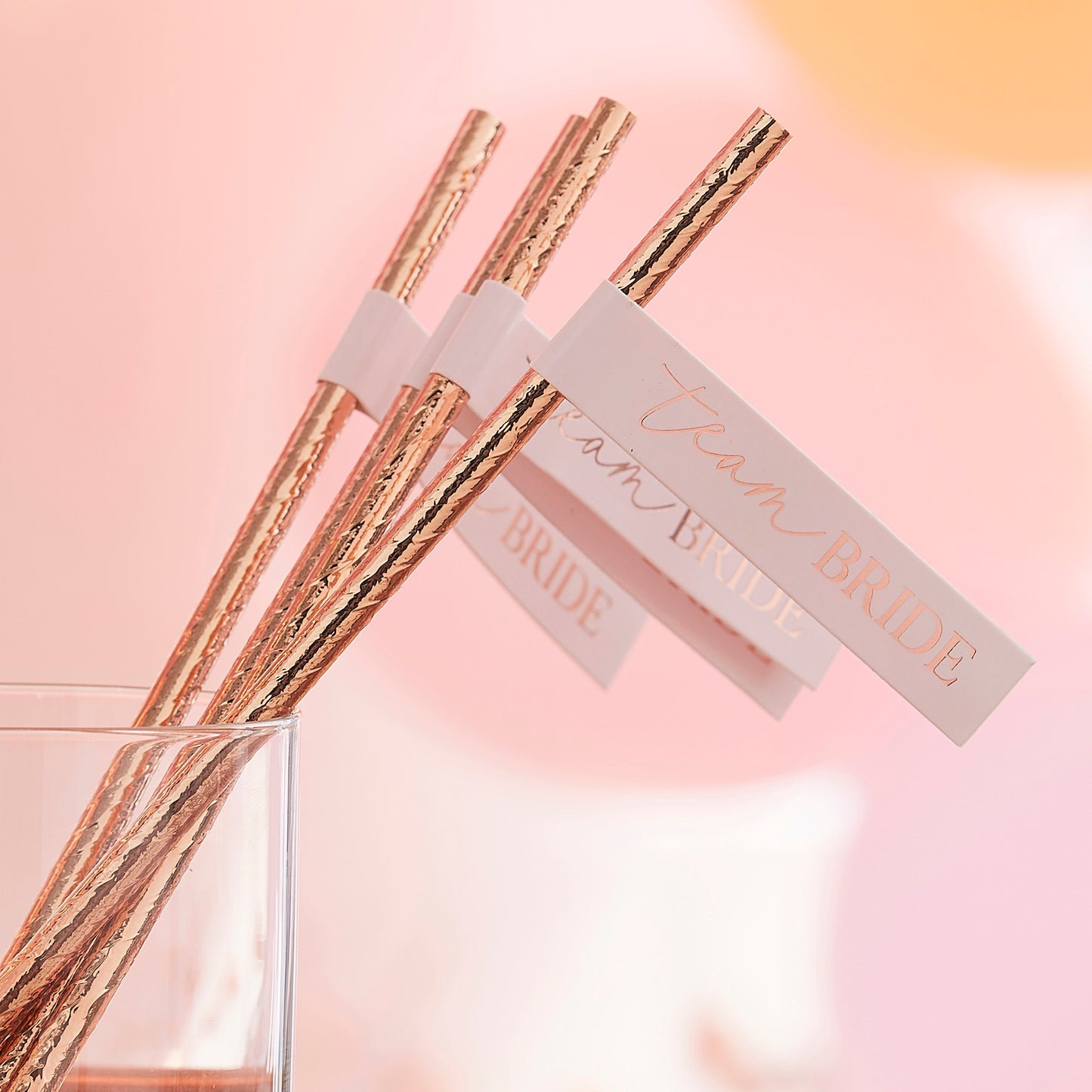 Rose Gold Team Bride Flag Hen Party Straws