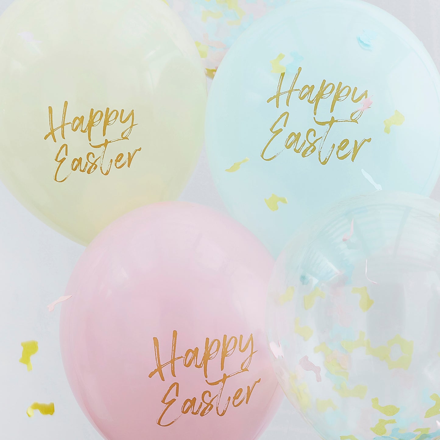 Happy Easter Confetti & Pastel Balloons