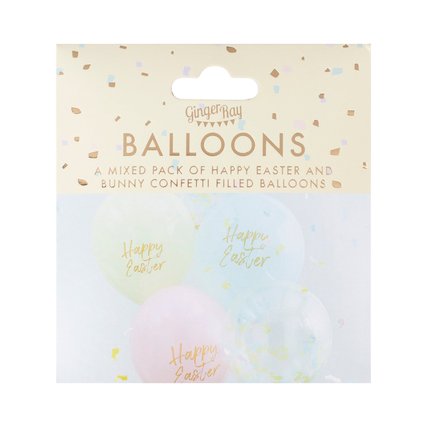 Happy Easter Confetti & Pastel Balloons