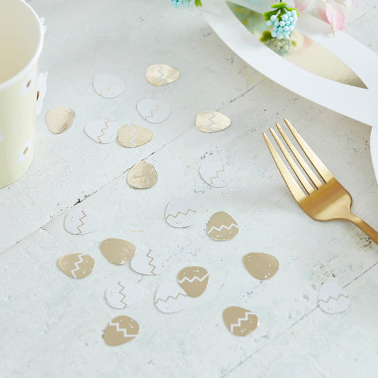 Gold & White Easter Egg Table Confetti Decoration