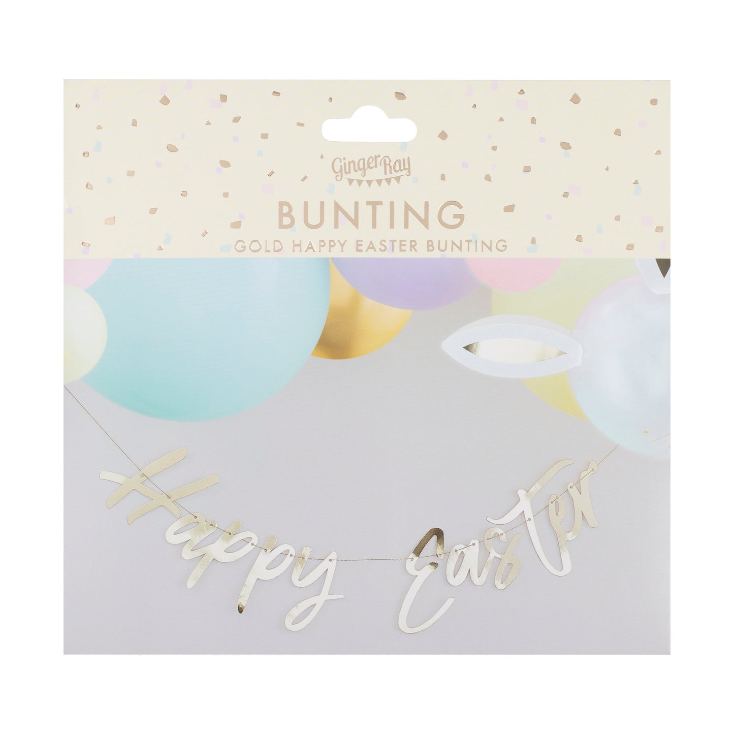 Gold Happy Easter Bunting Banner Decoration