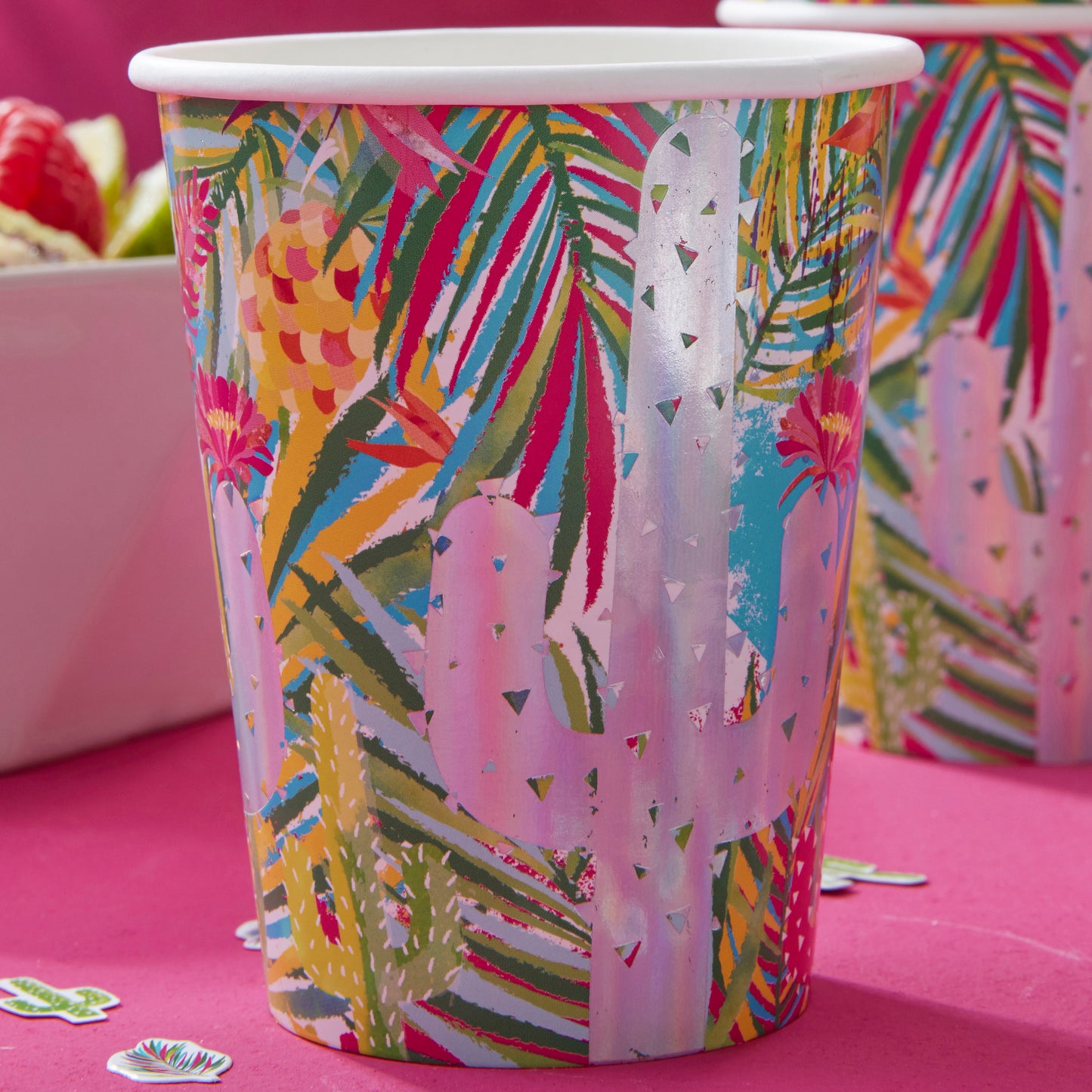Iridescent Cactus & Palm Paper Cups - Hot Summer