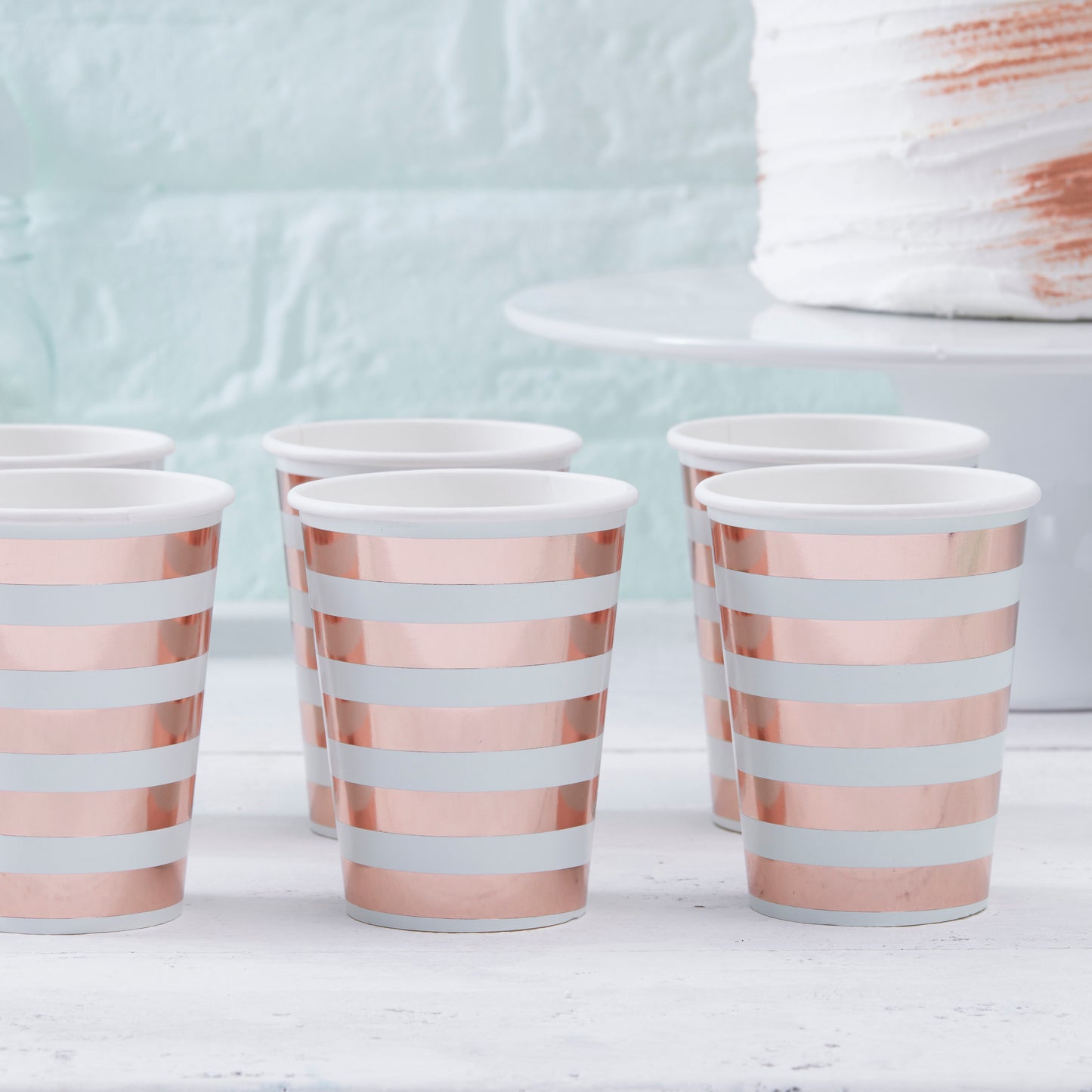 Mint and Rose Gold Paper Cups