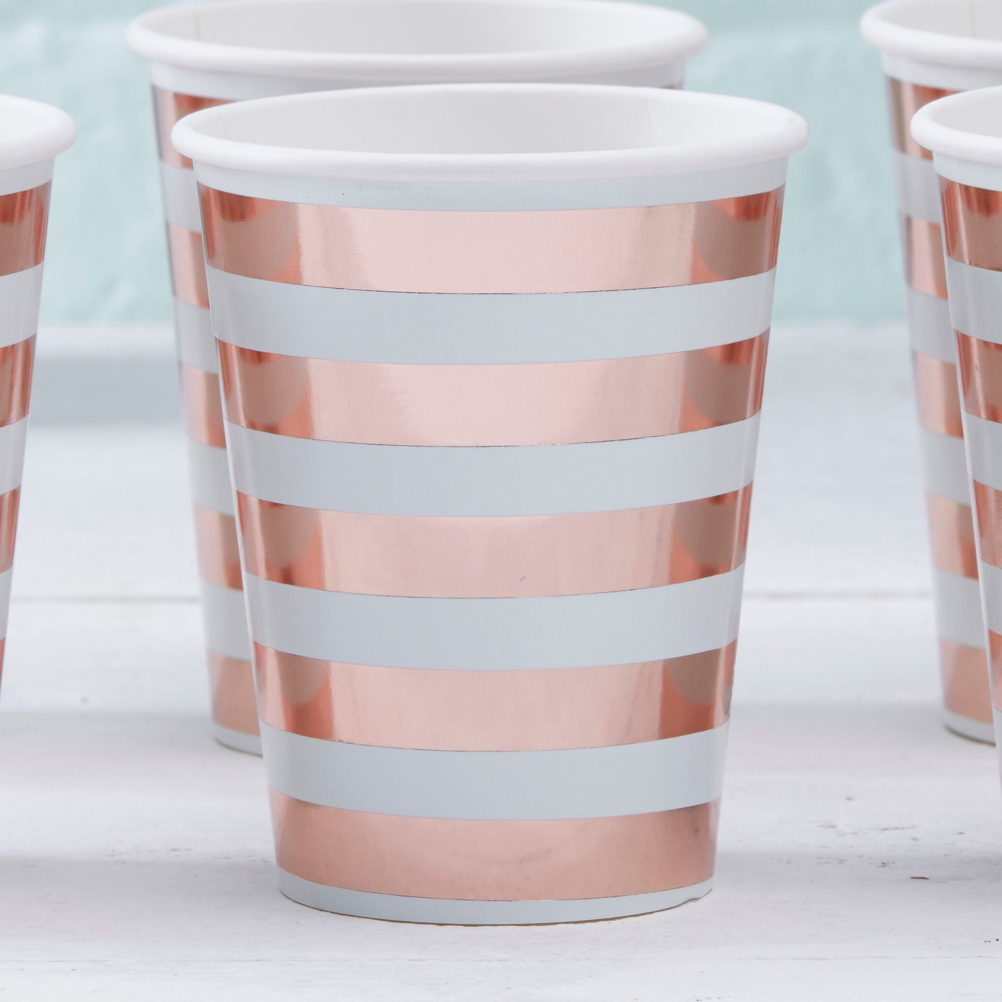 Mint and Rose Gold Paper Cups