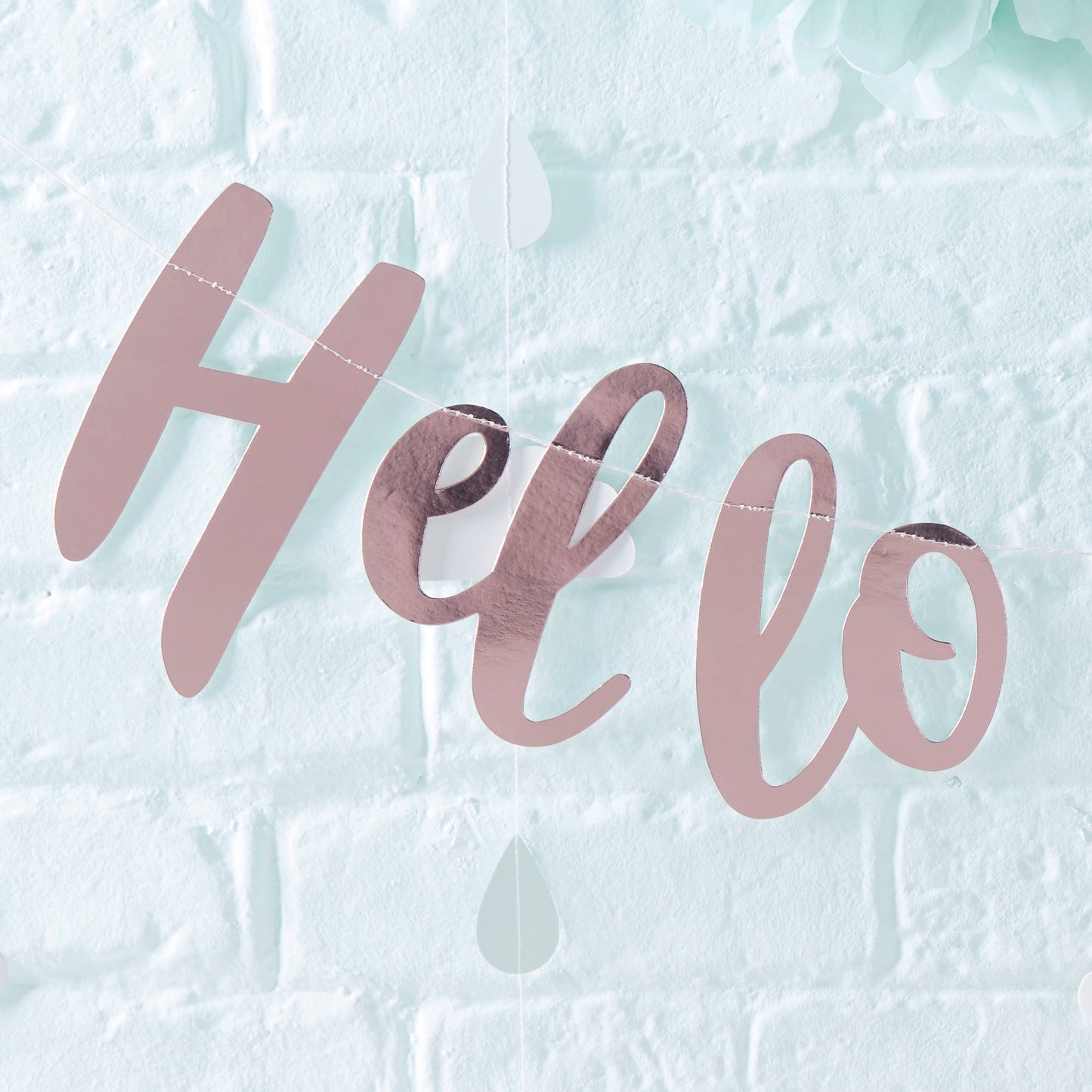 Hello World Rose Gold Baby Shower Bunting