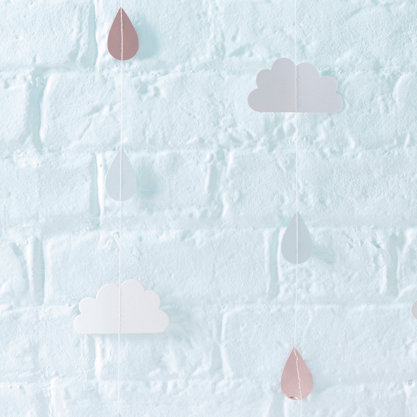 Rose gold raindrops and clouds baby shower decoration