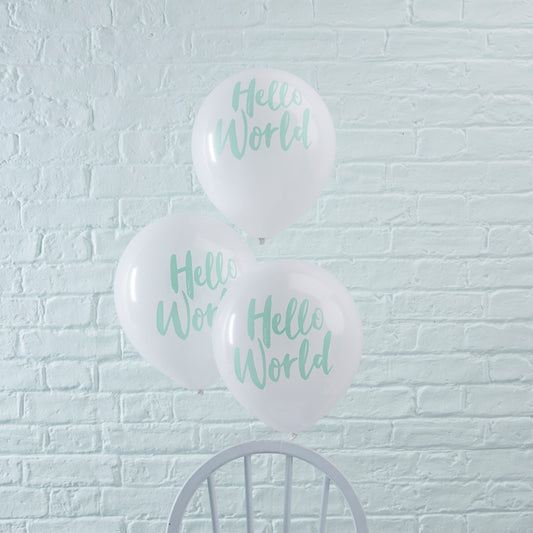 Mint Hello World Balloons - Hello World