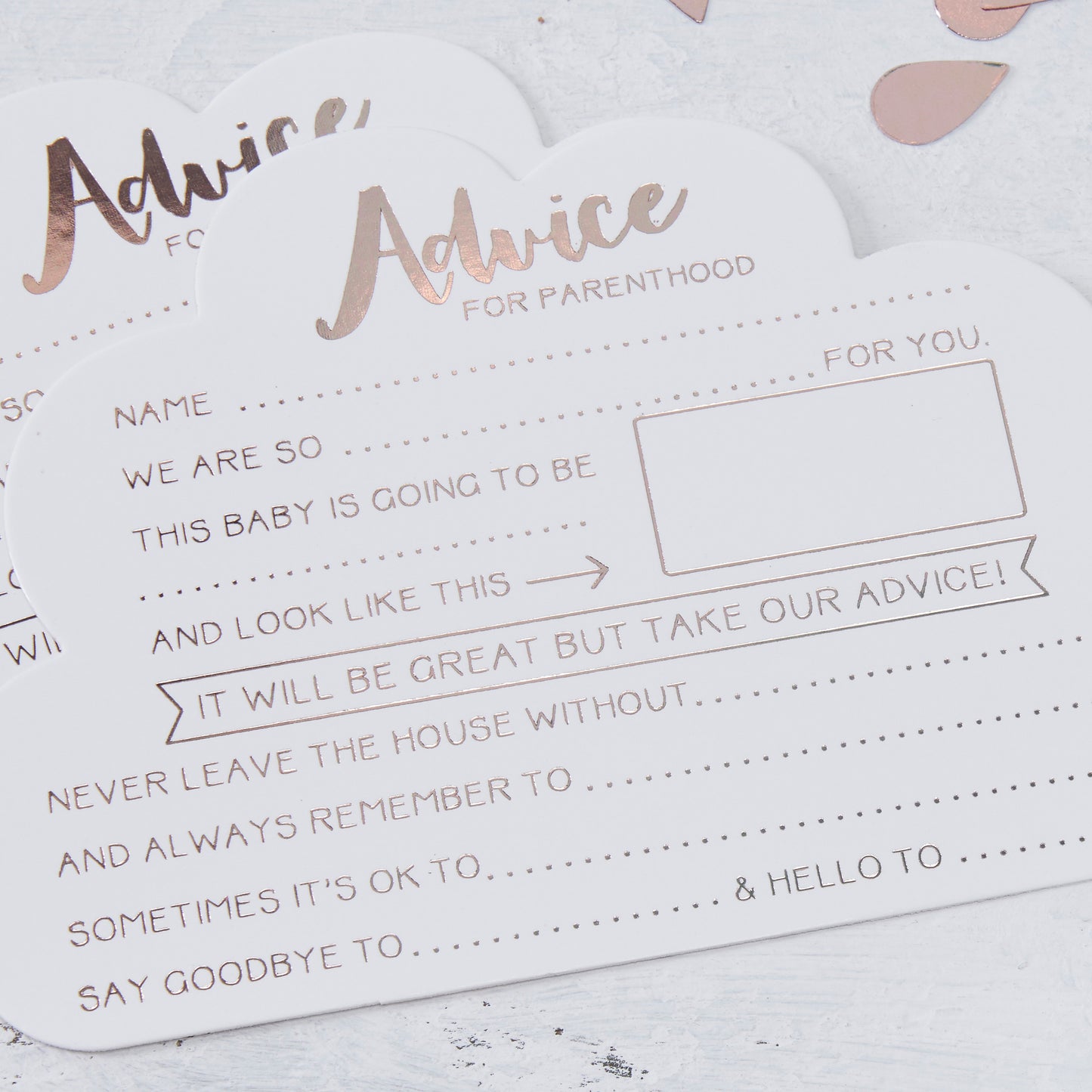 Rose Gold Baby Shower Prediction Game Cards