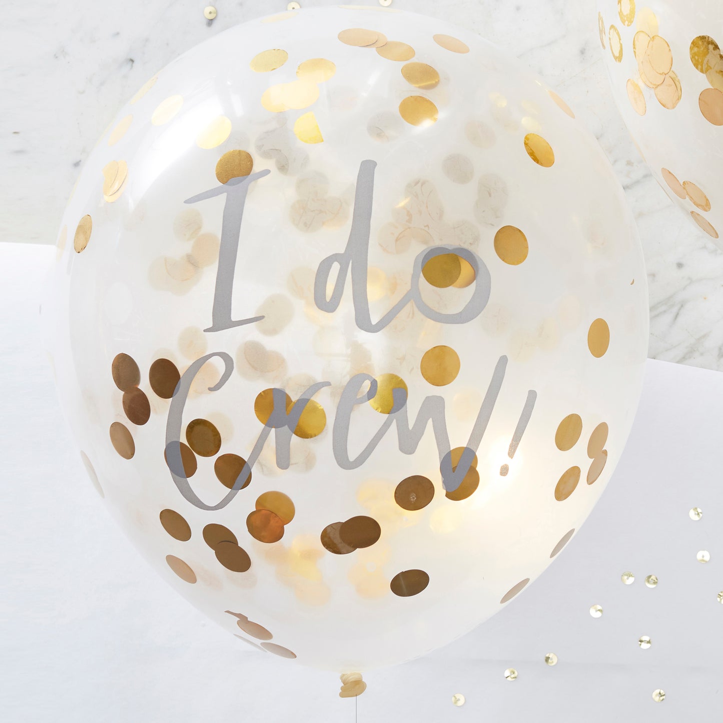 I Do printed Gold Confetti Balloons - I Do Crew