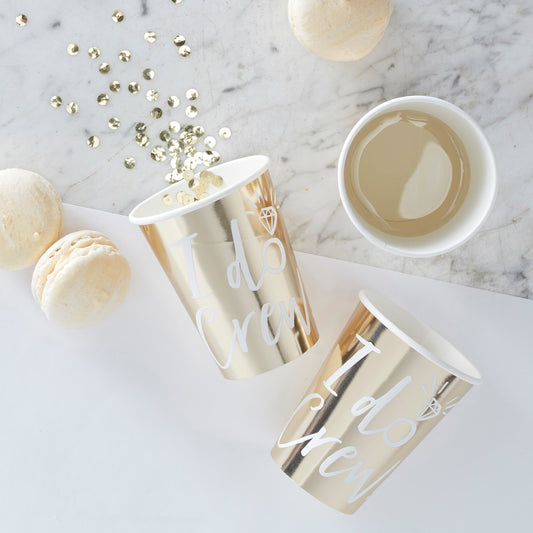 Gold Foiled I Do Crew Hen Party Paper Cups