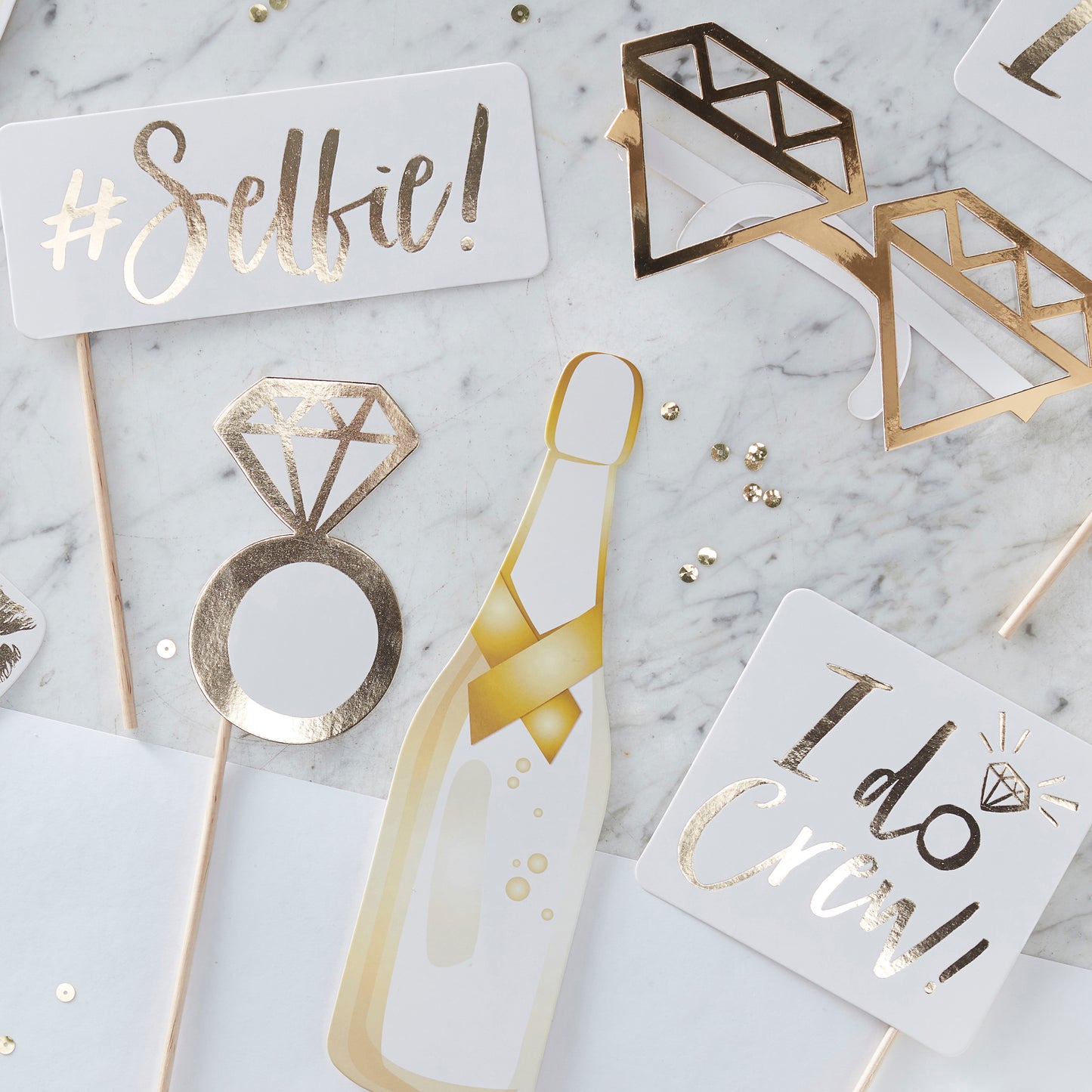 Gold I do Crew Hen Party Photo Booth Props