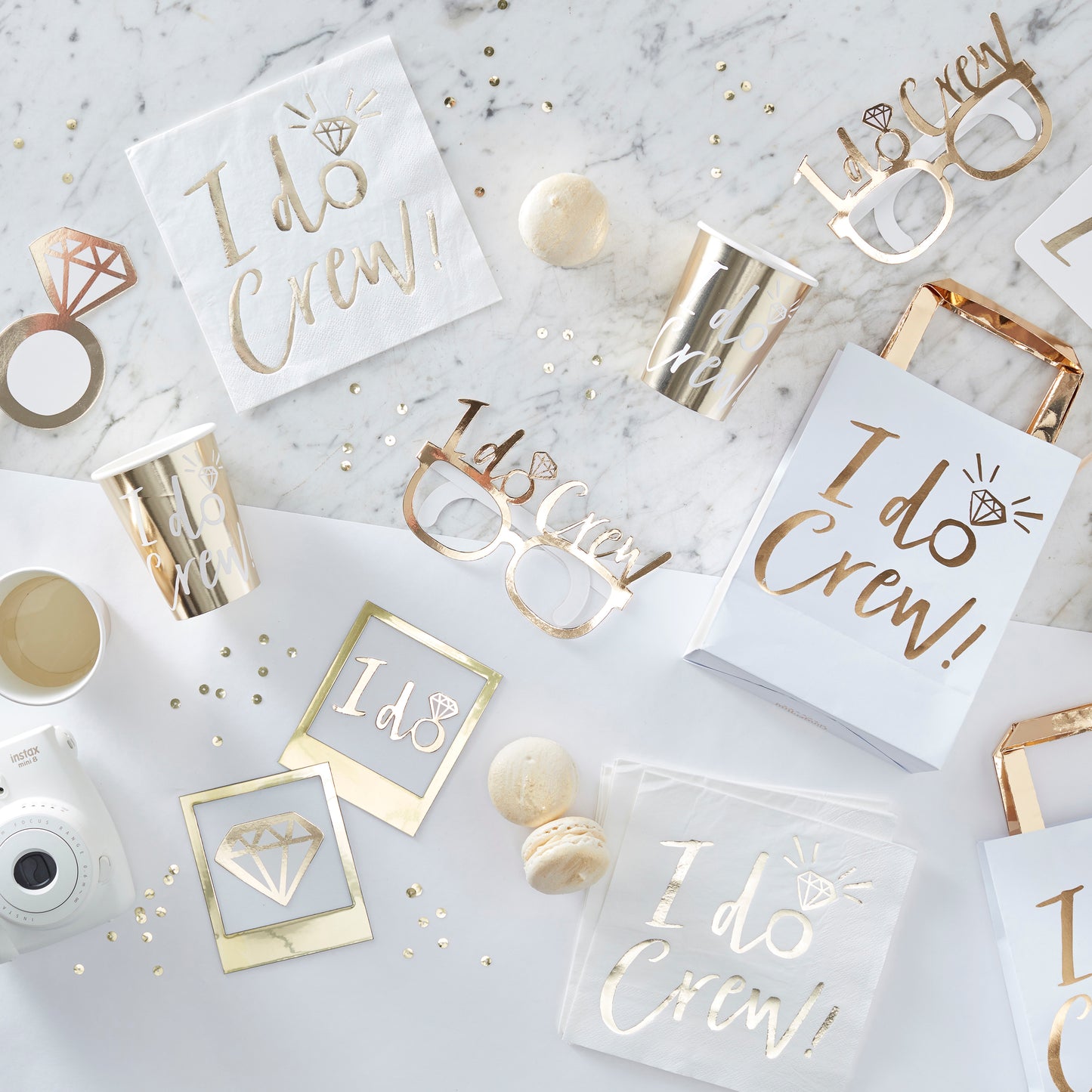 Gold I do Crew Hen Party Photo Booth Props