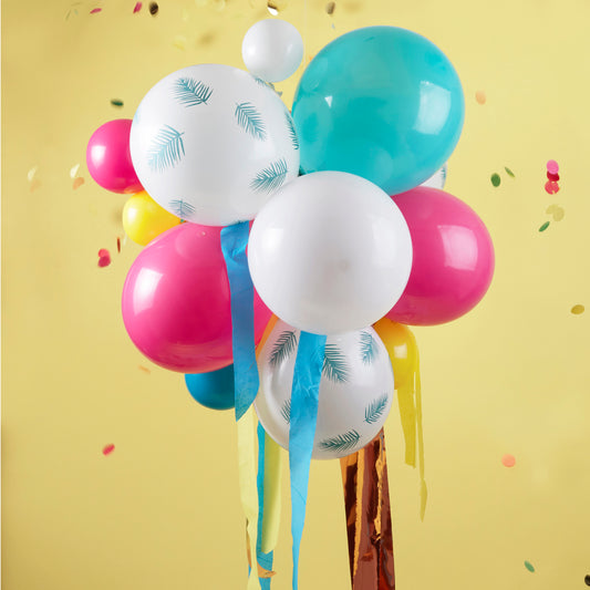 Multicoloured and Palm Print Party Balloon Chandelier