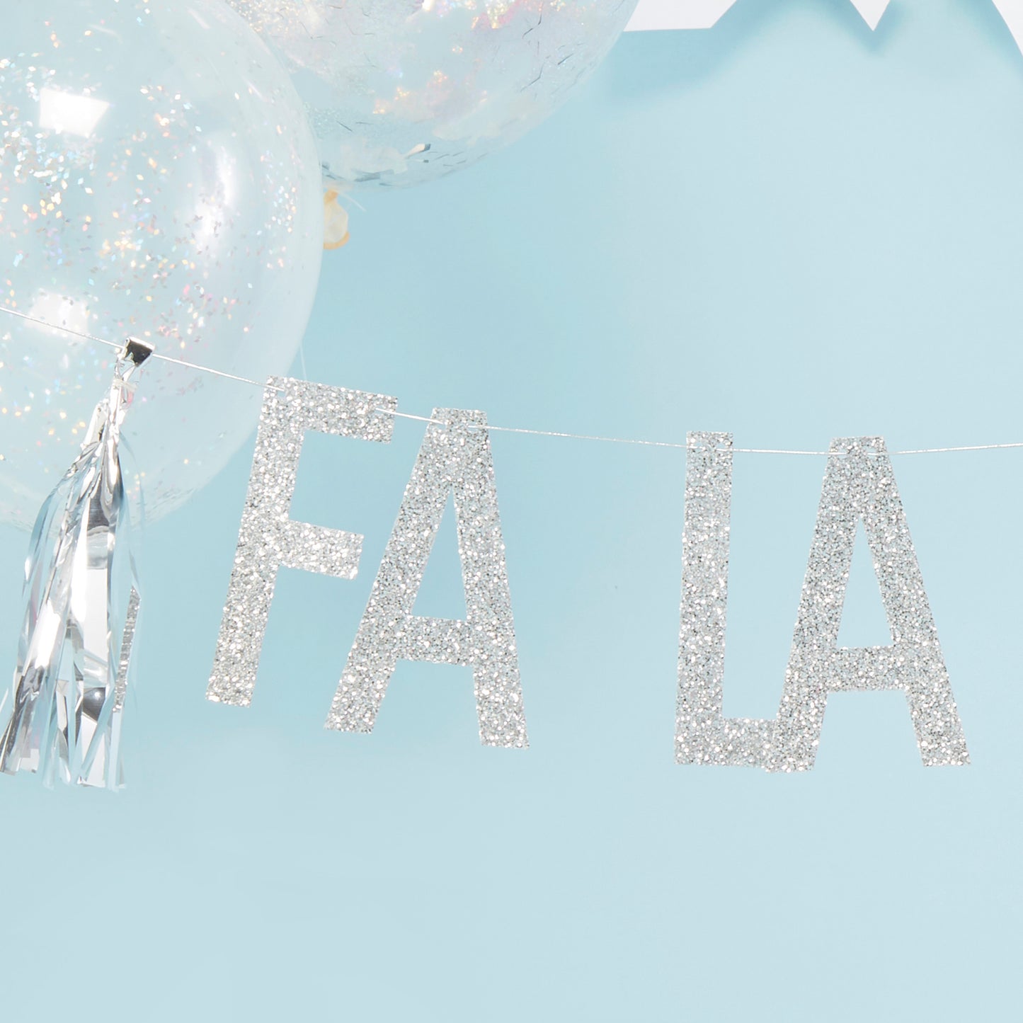 Silver Glitter Fa La La La La Bunting - Jolly Vibes