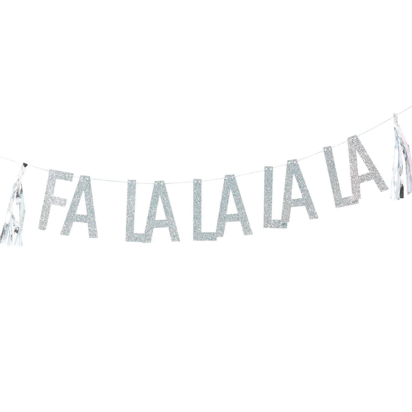 Silver Glitter Fa La La La La Bunting - Jolly Vibes