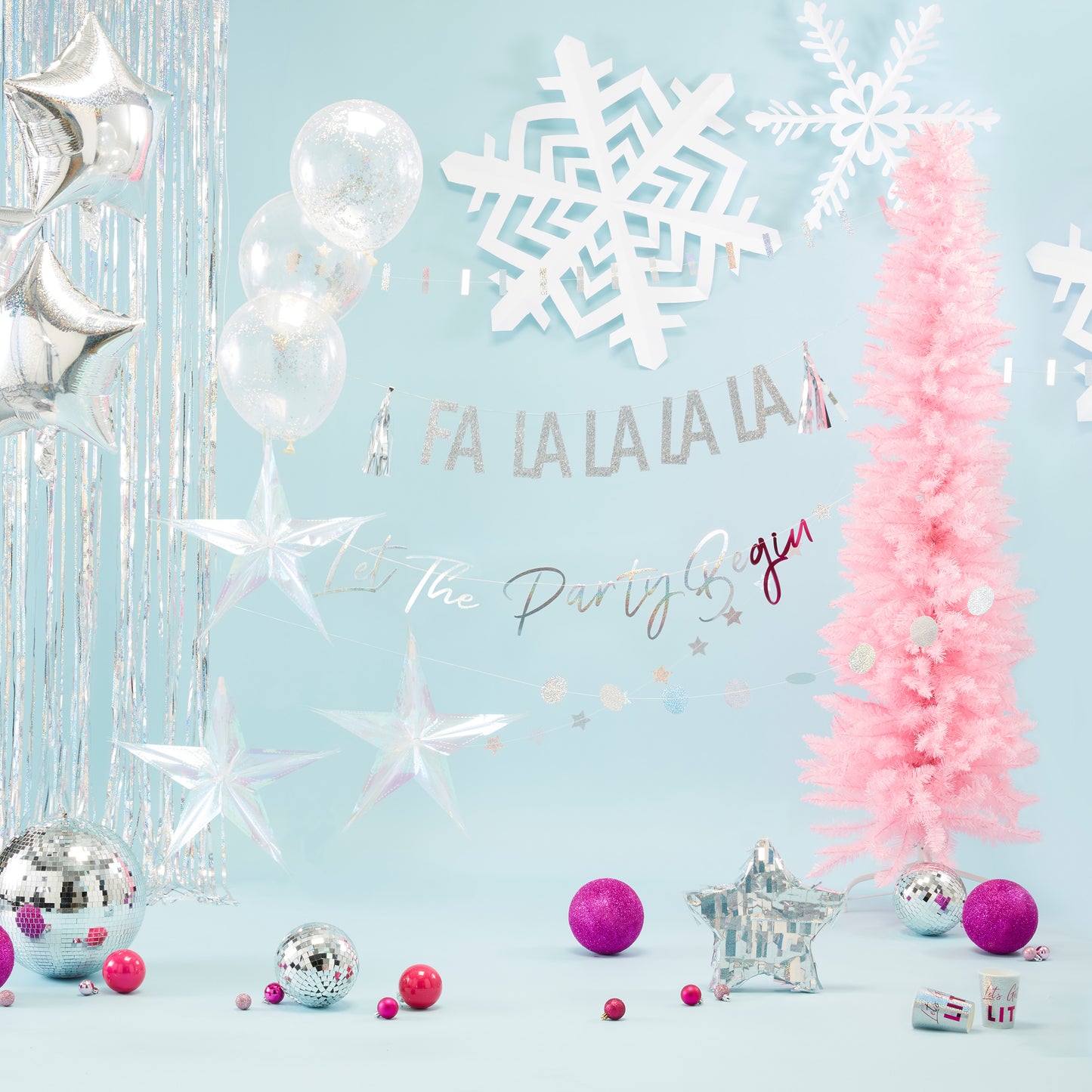 Silver Glitter Fa La La La La Bunting - Jolly Vibes